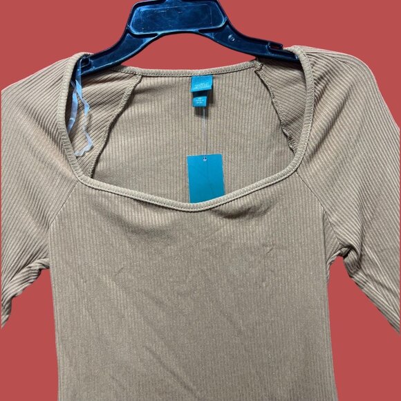 Wild Fable - Women's Long Sleeve Sweetheart Neck Shirt - Brown - Extra Small - Picture 11 of 13